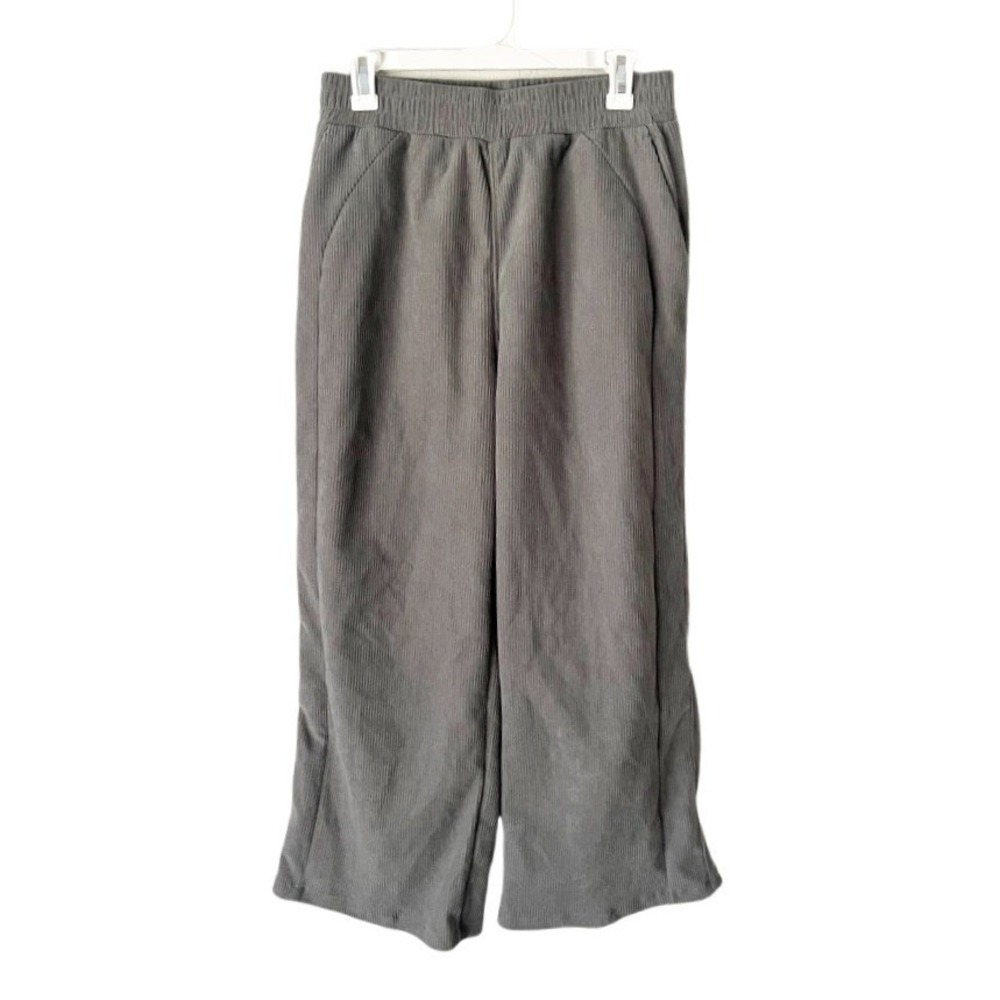 Halara Gray Corduroy Wide Leg Pants High Waisted Elastic Waist Petite Medium